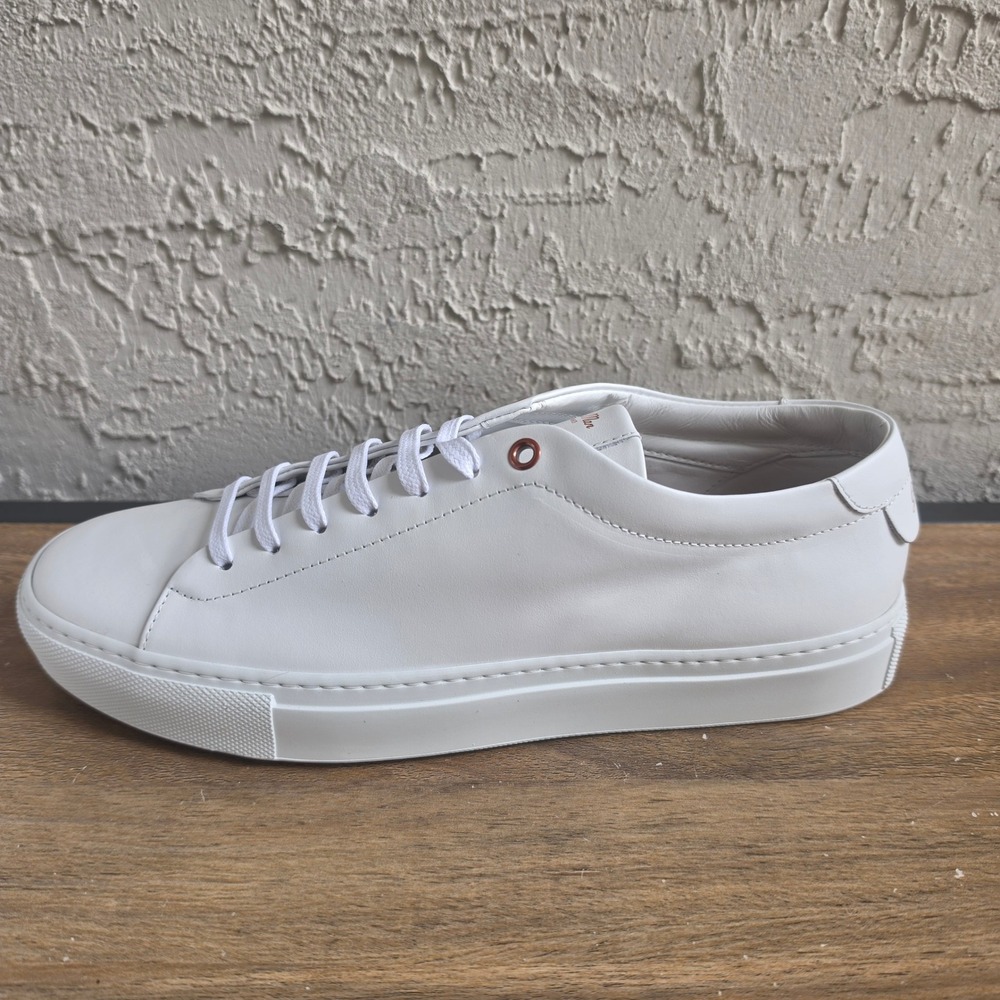 Good Man Brand Edge Low Top Sneakers Mens 8.5 White Napa Leather Italy Shoes New
